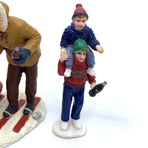 3 Coca-Cola Main Street Collection Figurines Coke Vendor Skiers Father Son Vtg - Picture 4 of 9
